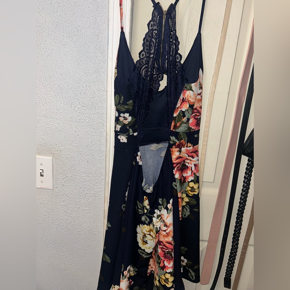 Floral Lace Halter Dress